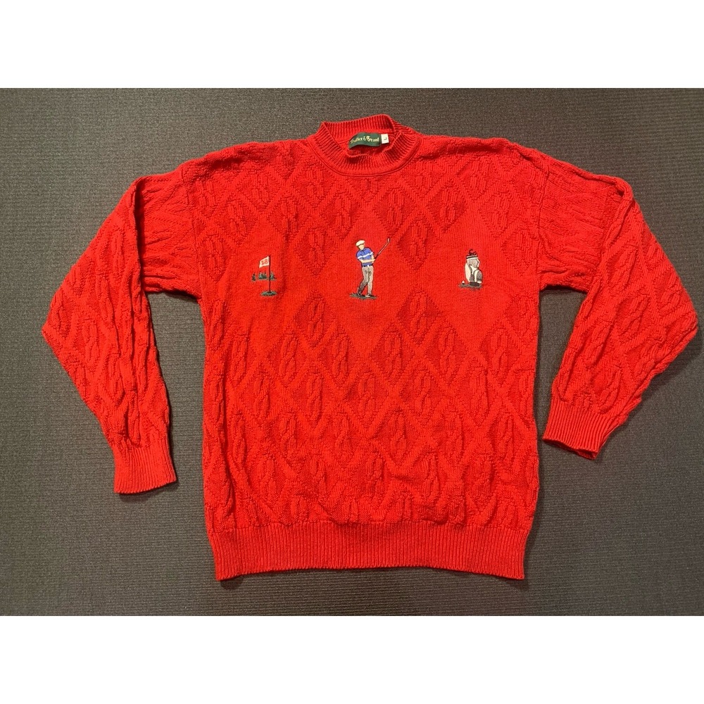 VINTAGE‎ Sutter And Grant Sweater Adult Large Golfing Embroidered Made In USA
